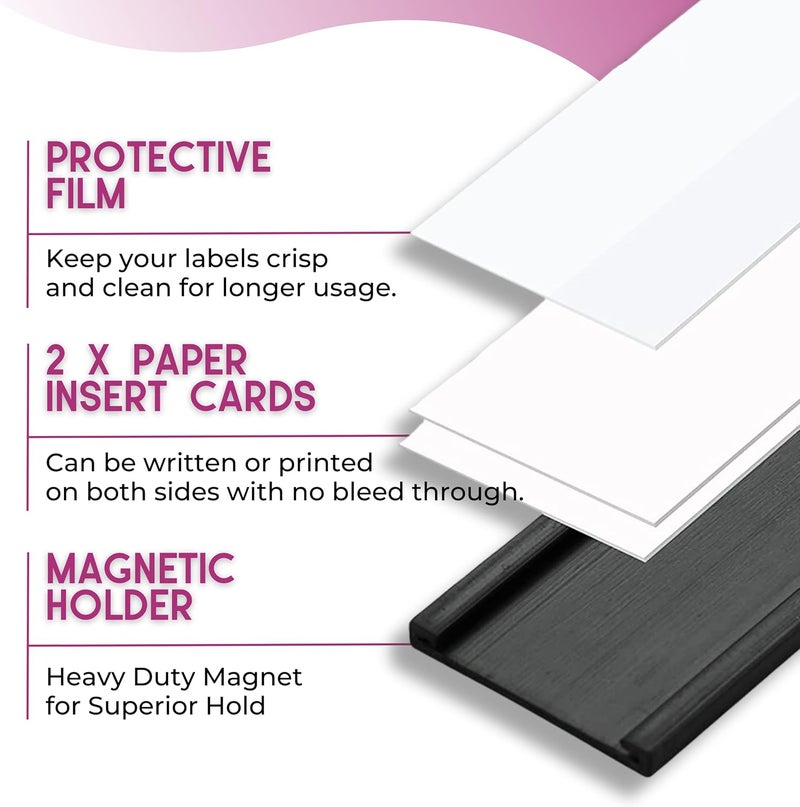 Availey. 60 Pack Magnetic 'C' Channel Label Holders for Metal Racks and Shelves with Protective Films and Replacement Strips 4" x 0.75" - Image 3